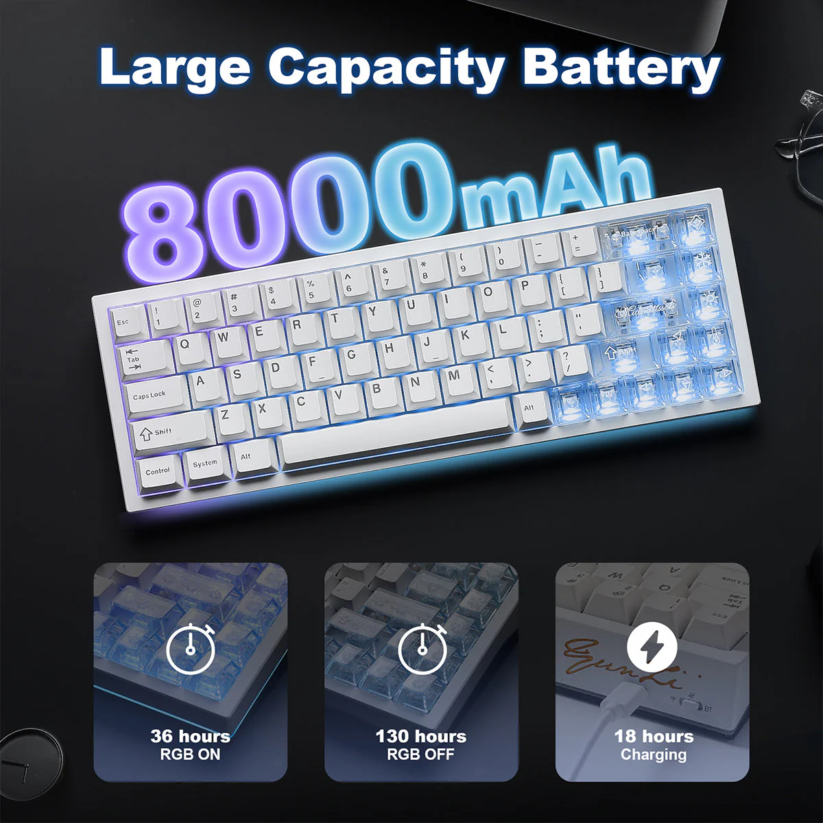 YUNZII AL65 QMK/VIA Hollow Gasket Wireless Mechanical Keyboard - Image 24
