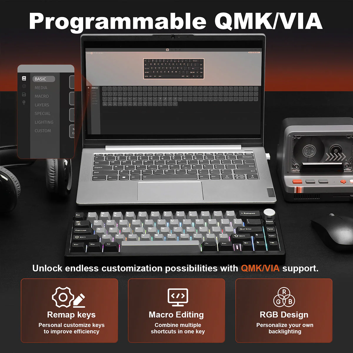 YUNZII AL68 QMK/VIA Tri-Mode Hot-Swap Wireless Mechanical Keyboard - Image 12