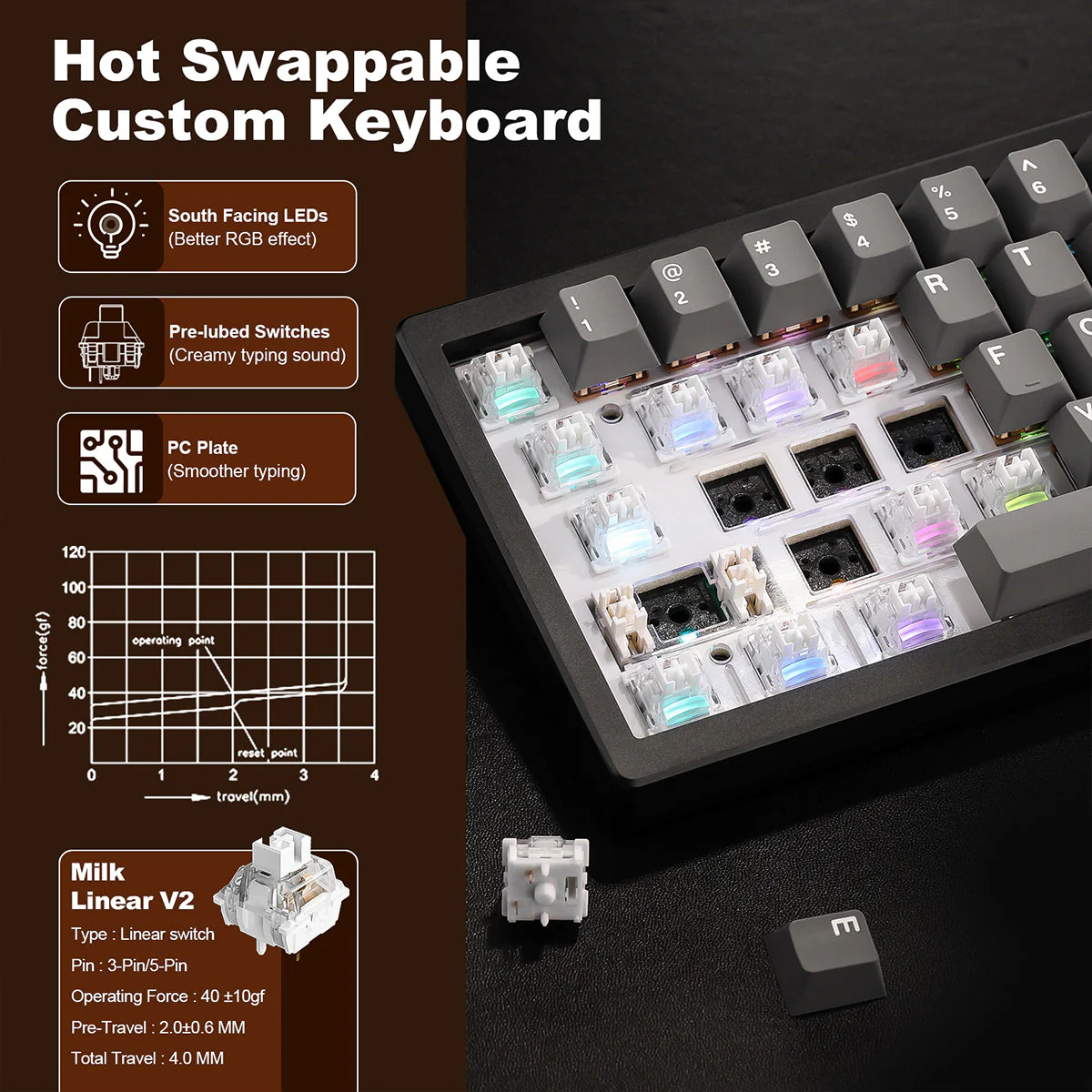 YUNZII AL68 QMK/VIA Tri-Mode Hot-Swap Wireless Mechanical Keyboard - Image 16