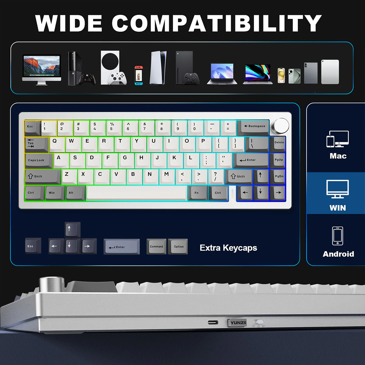 YUNZII AL68 QMK/VIA Tri-Mode Hot-Swap Wireless Mechanical Keyboard - Image 24