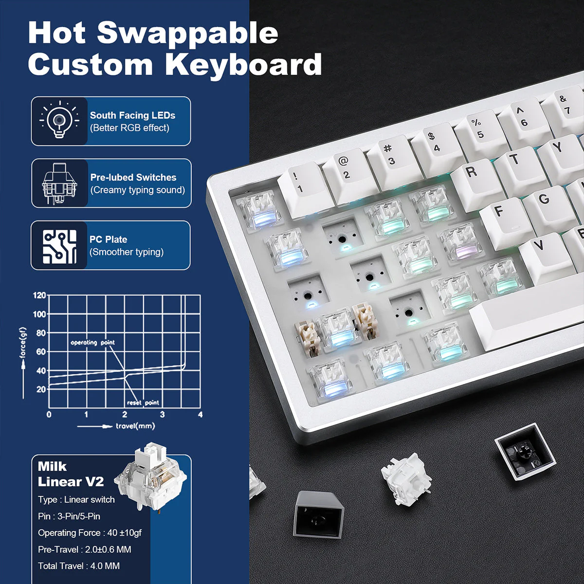 YUNZII AL68 QMK/VIA Tri-Mode Hot-Swap Wireless Mechanical Keyboard - Image 26