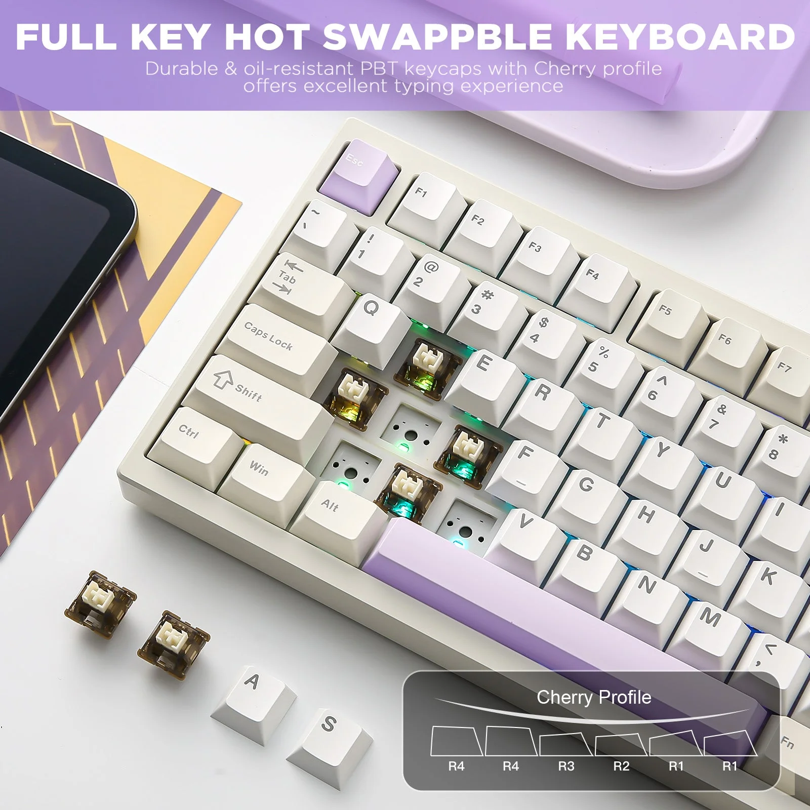 YUNZII AL80 QMK Aluminum Wireless Mechanical Keyboard with LCD Screen - Image 10