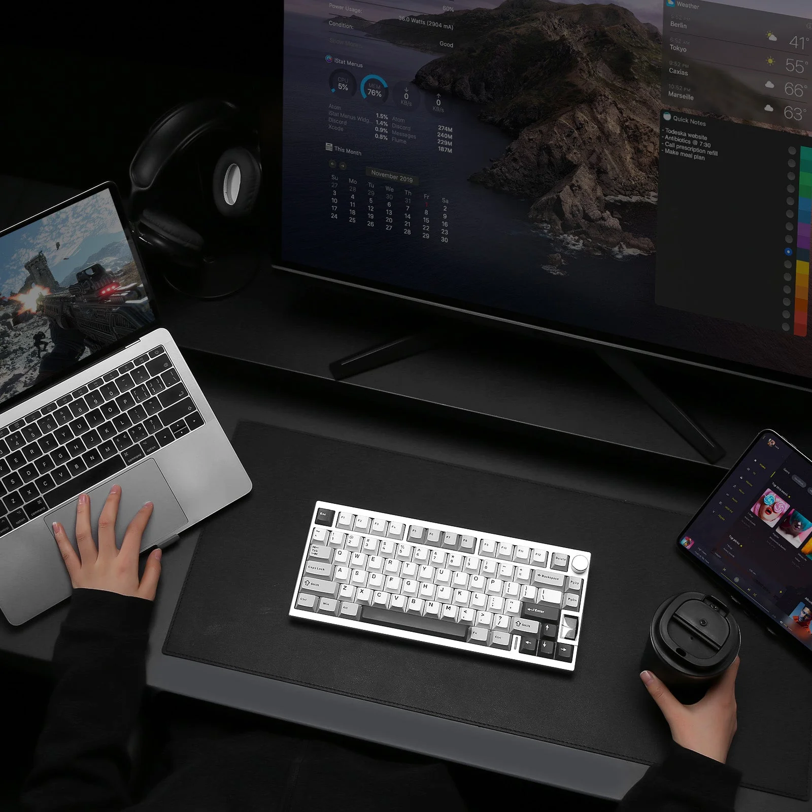 YUNZII AL80 QMK Aluminum Wireless Mechanical Keyboard with LCD Screen - Image 14