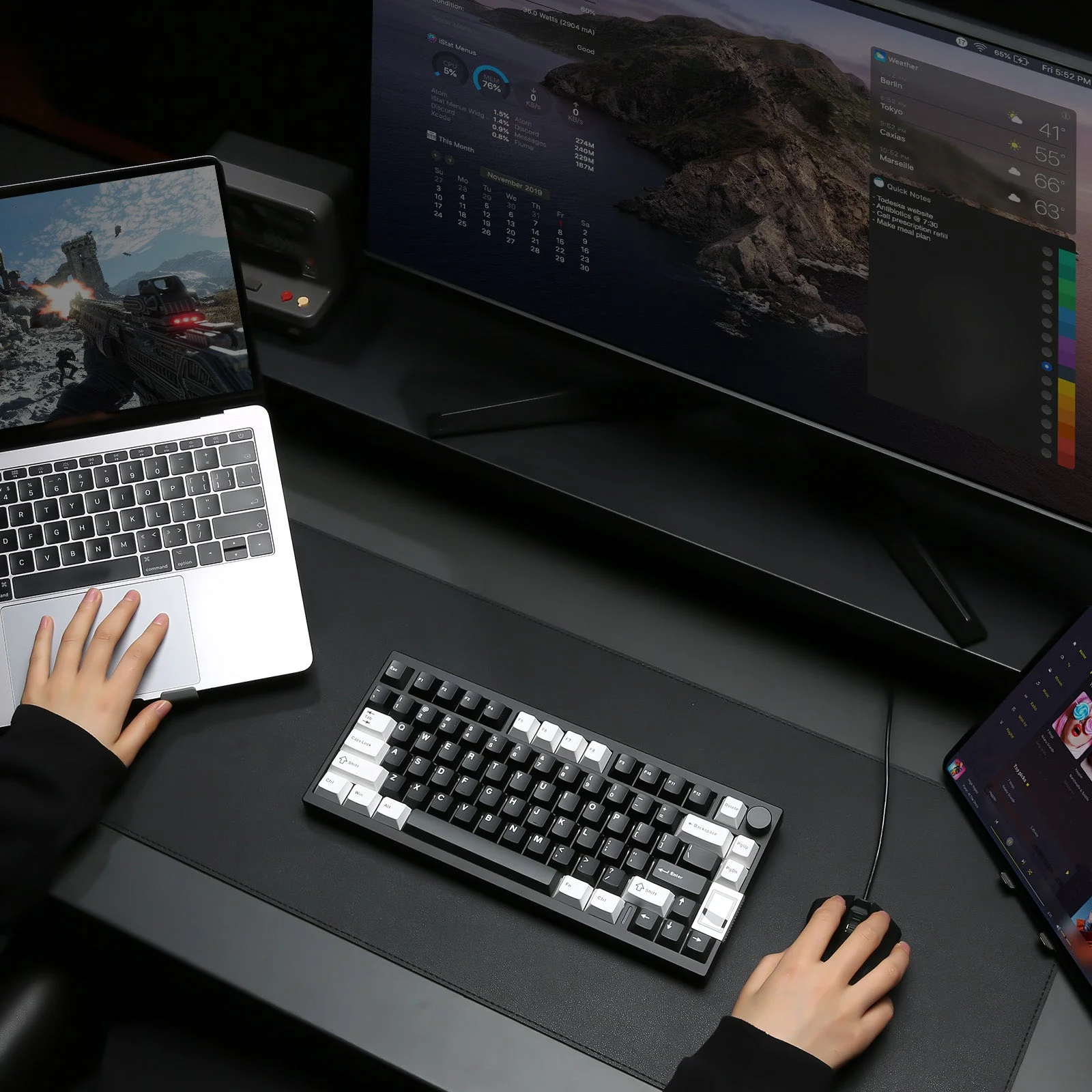 YUNZII AL80 QMK Aluminum Wireless Mechanical Keyboard with LCD Screen - Image 16