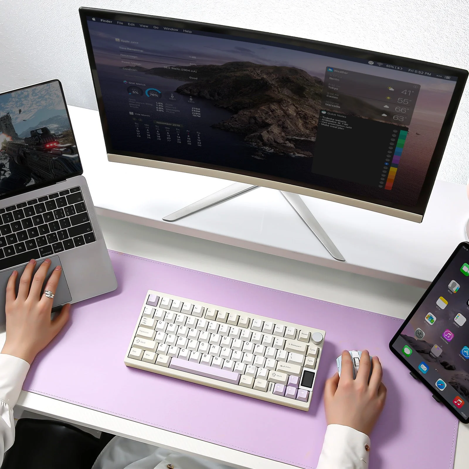 YUNZII AL80 QMK Aluminum Wireless Mechanical Keyboard with LCD Screen - Image 18