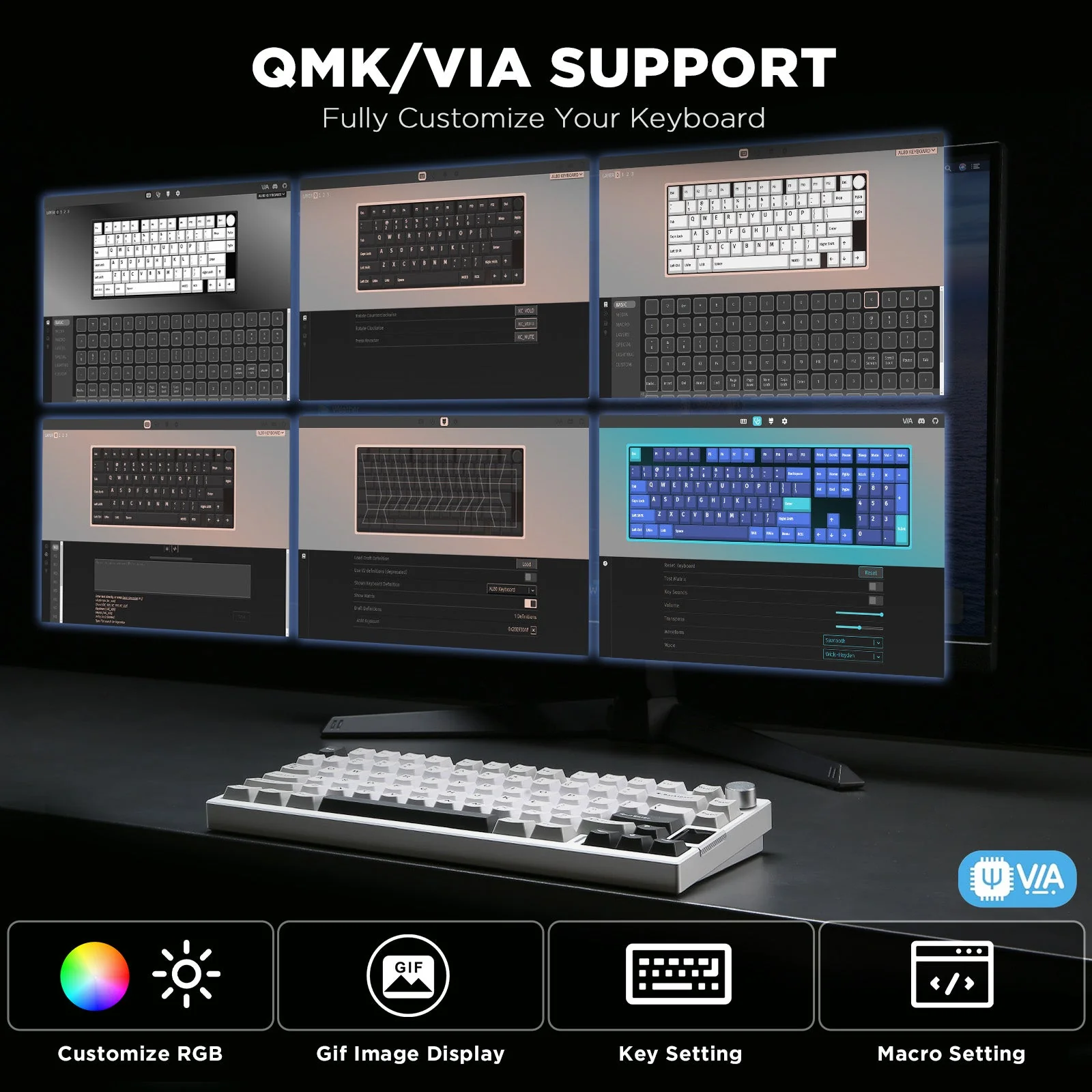 YUNZII AL80 QMK Aluminum Wireless Mechanical Keyboard with LCD Screen - Image 7
