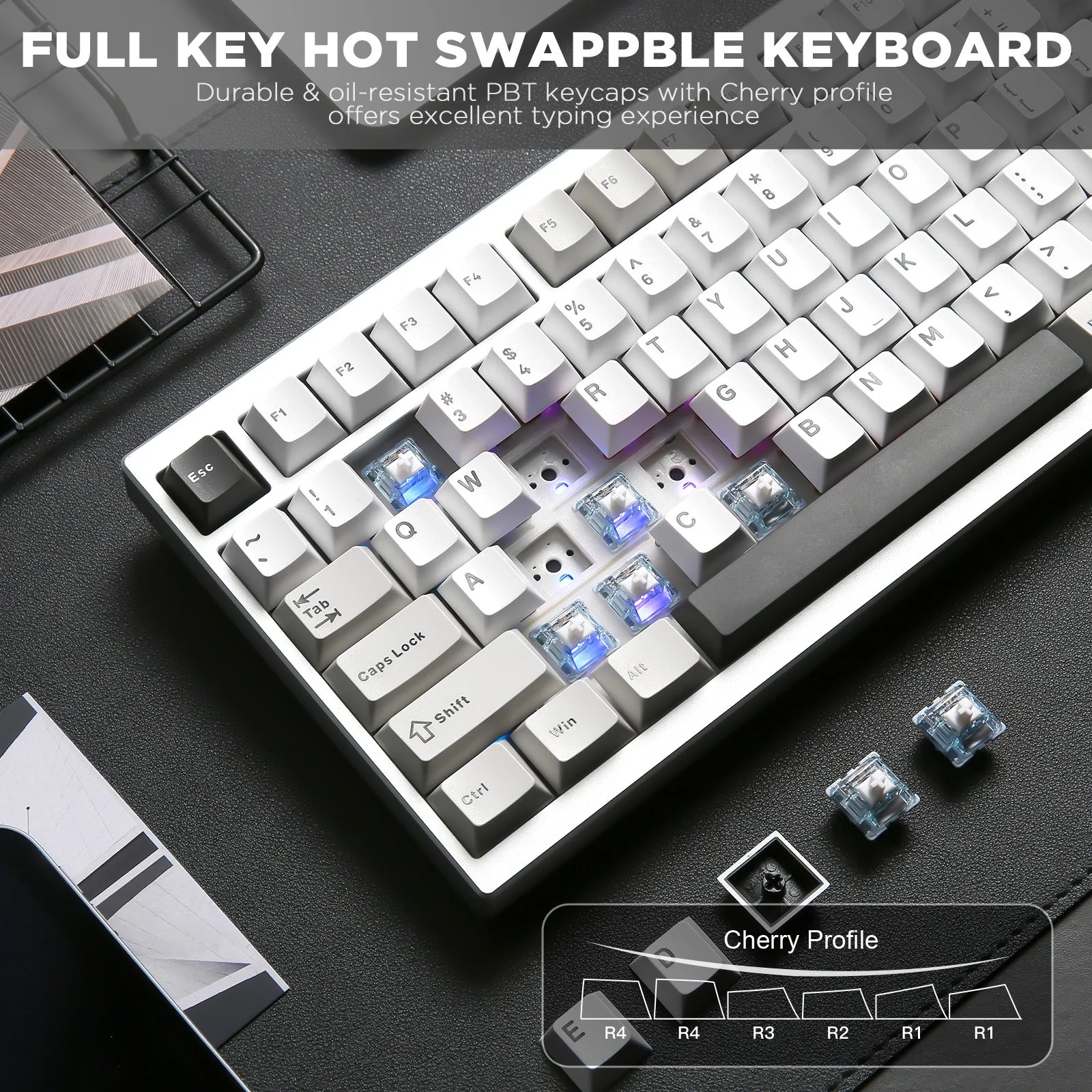 YUNZII AL80 QMK Aluminum Wireless Mechanical Keyboard with LCD Screen - Image 9