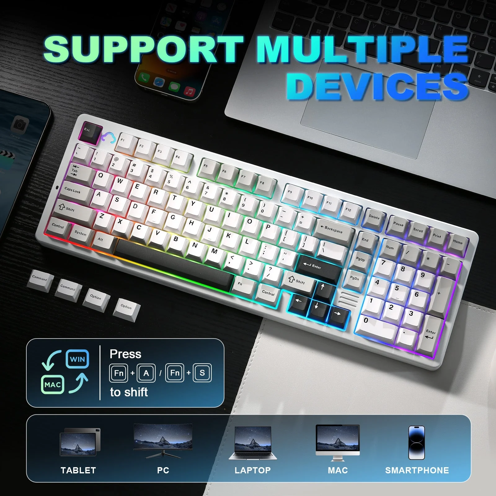 YUNZII AL98 QMK/VIA Hot-Swap Wireless Aluminum Mechanical Gaming Keyboard - Image 6
