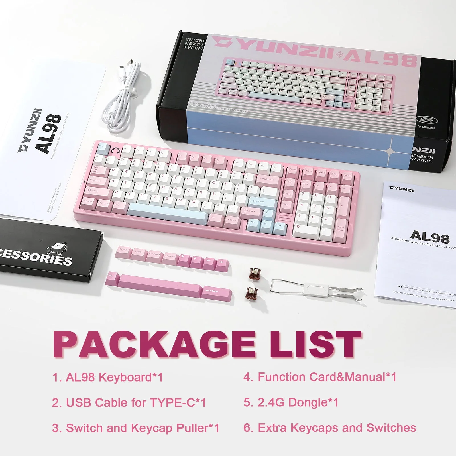 YUNZII AL98 QMK/VIA Hot-Swap Wireless Aluminum Mechanical Gaming Keyboard - Image 8