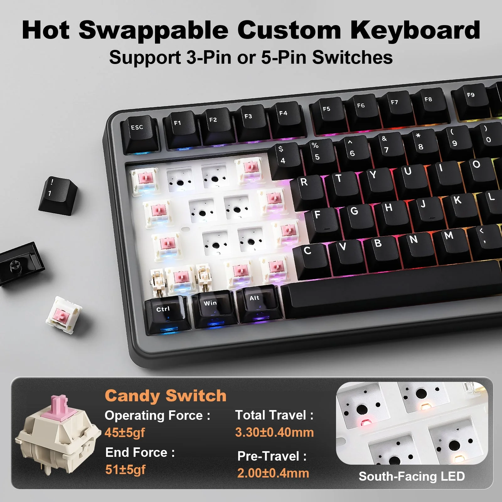 YUNZII B75 PRO MAX QMK/VIA Knob TFT Screen Wireless Mechanical Keyboard - Image 18