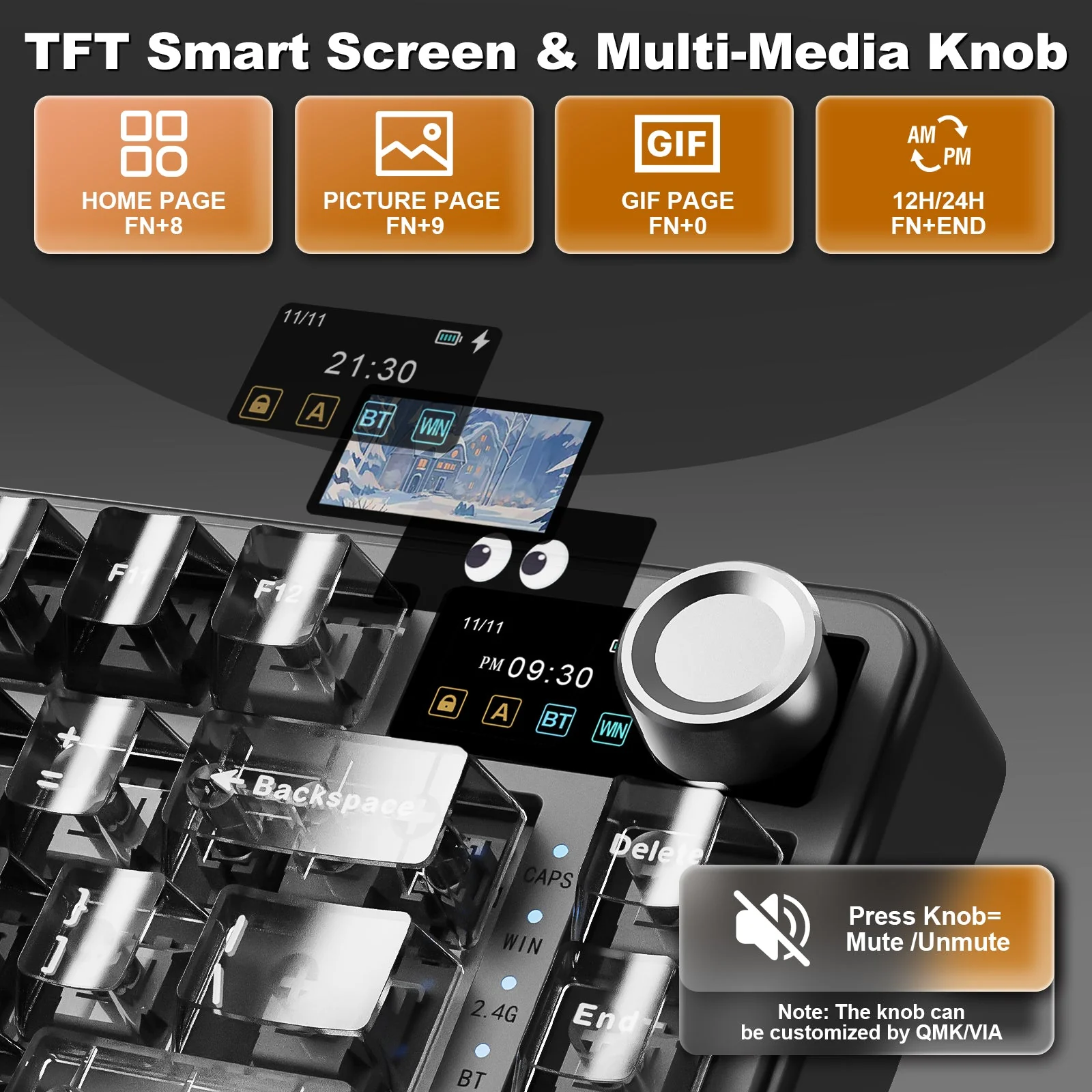 YUNZII B75 PRO MAX QMK/VIA Knob TFT Screen Wireless Mechanical Keyboard - Image 7