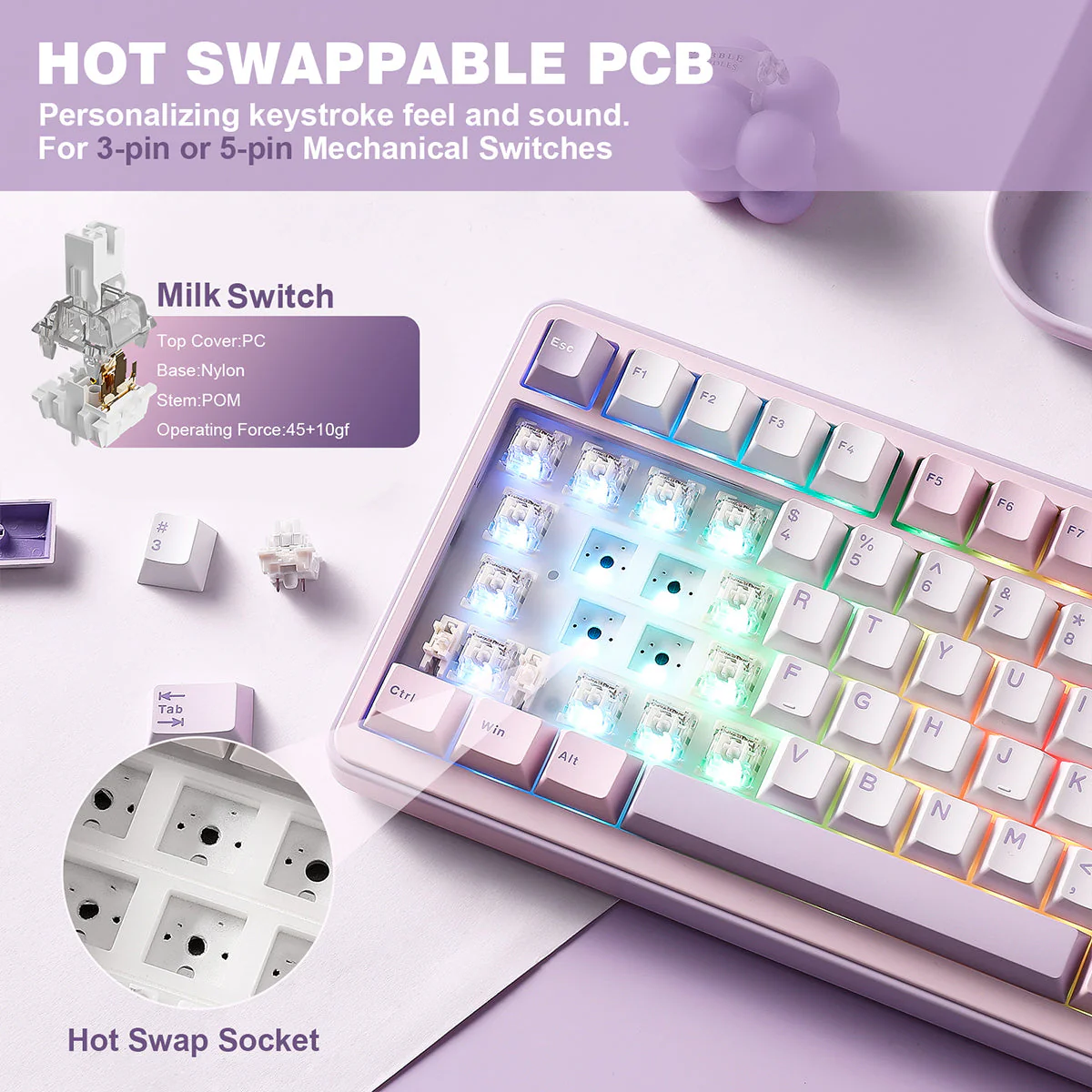 YUNZII B75 Pro Tri-Mode Hot-Swap Wireless Mechanical Keyboard - Image 19