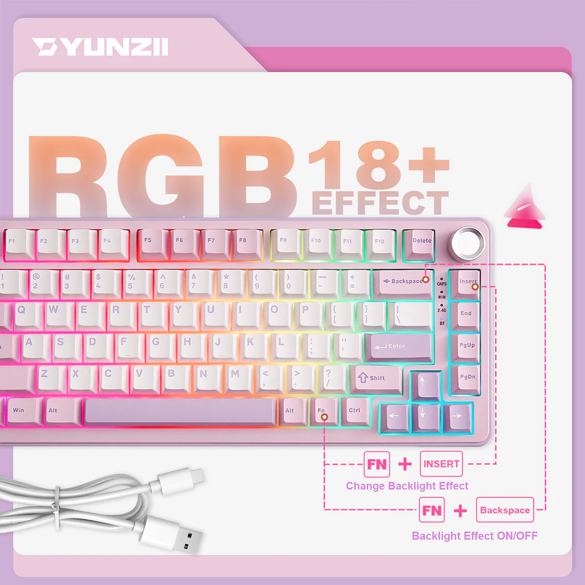 YUNZII B75 Pro Tri-Mode Hot-Swap Wireless Mechanical Keyboard - Image 21