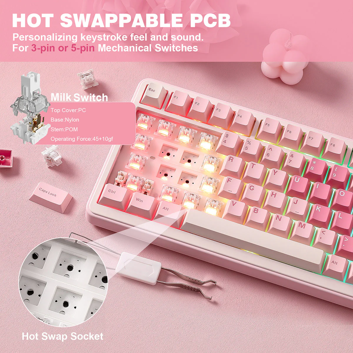 YUNZII B75 Pro Tri-Mode Hot-Swap Wireless Mechanical Keyboard - Image 26