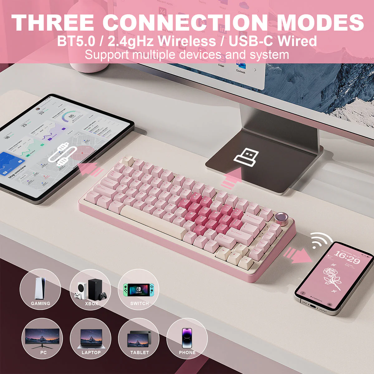 YUNZII B75 Pro Tri-Mode Hot-Swap Wireless Mechanical Keyboard - Image 27