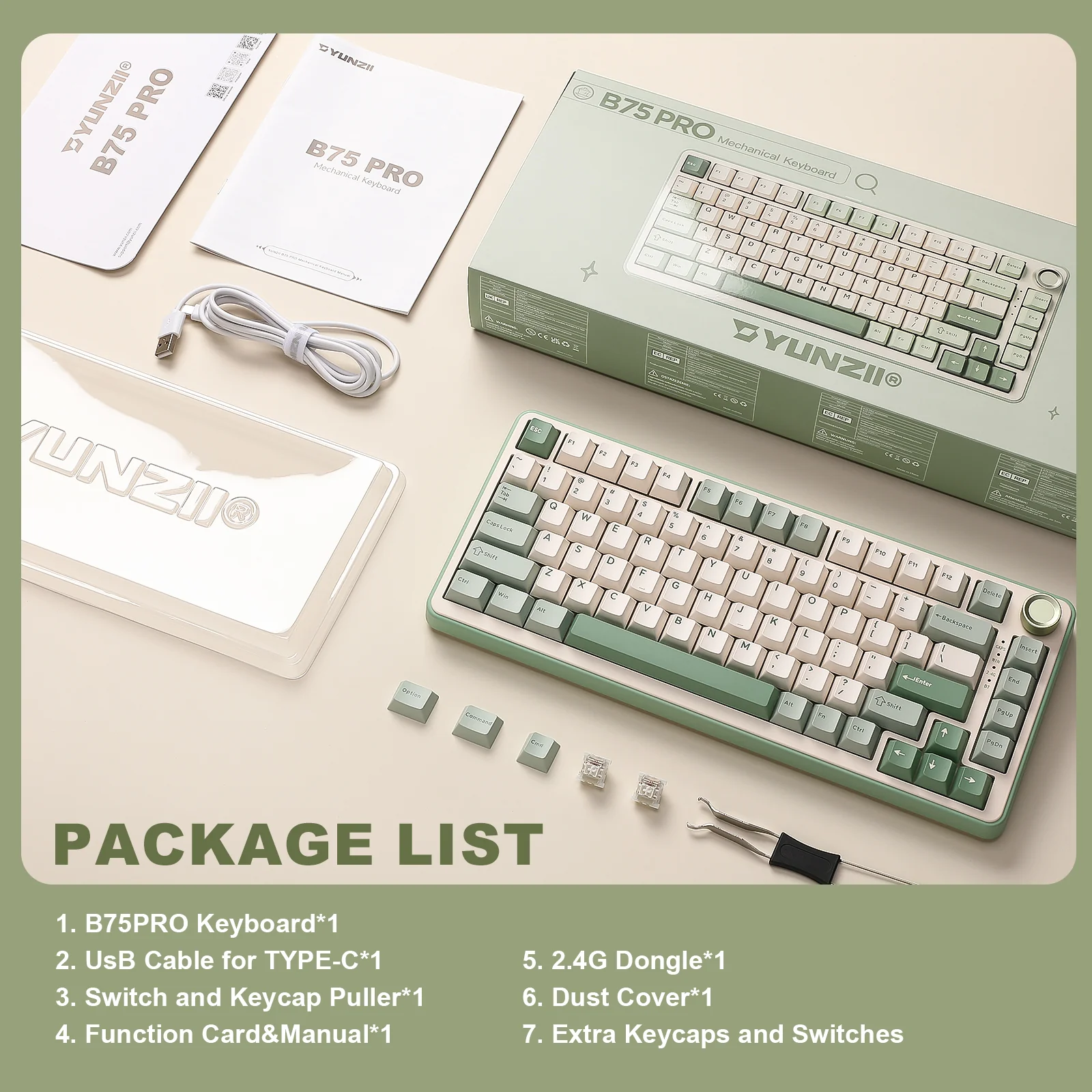 YUNZII B75 Pro Tri-Mode Hot-Swap Wireless Mechanical Keyboard - Image 30
