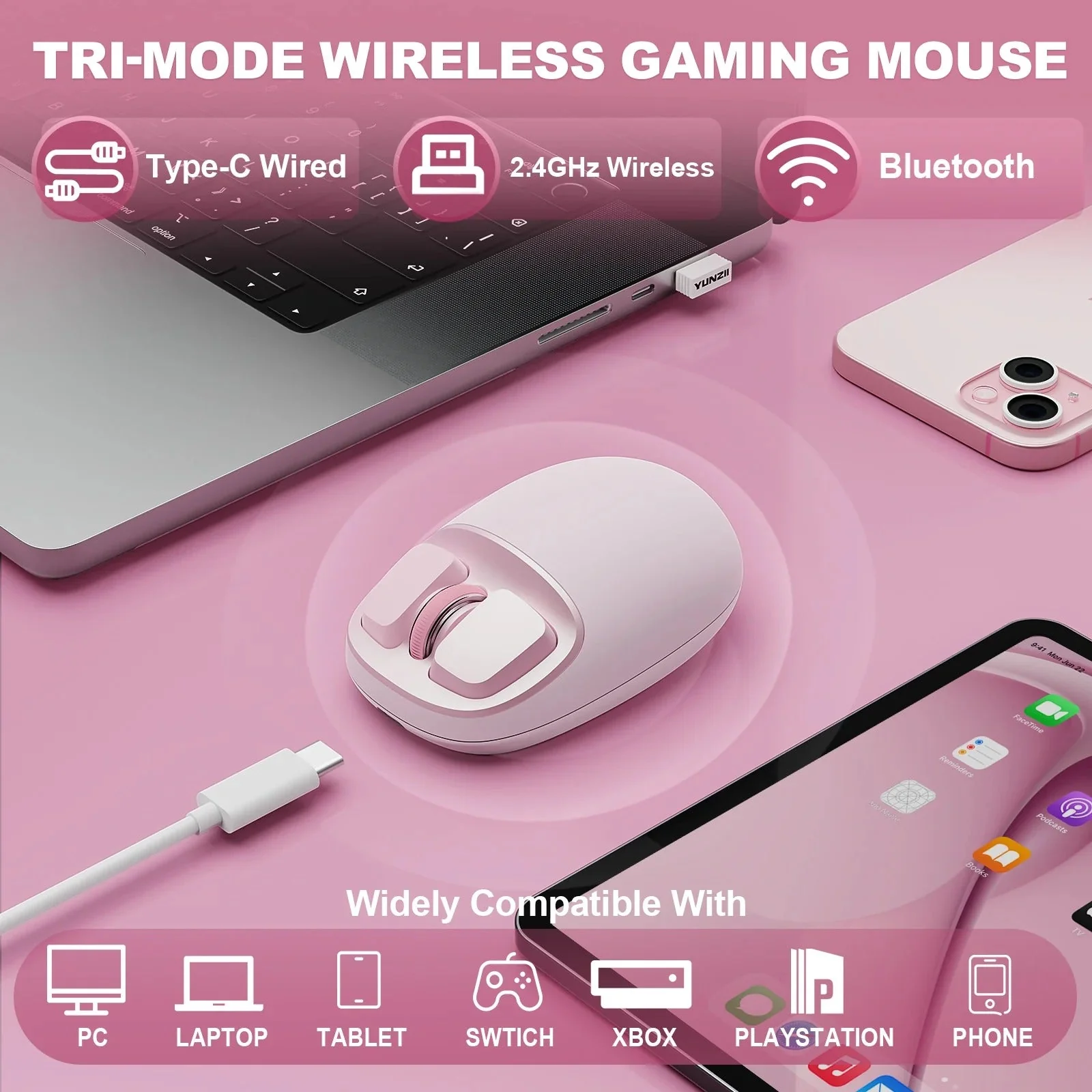 YUNZII C1 Silicone Tri-Mode Wireless Custom Mouse - Image 10