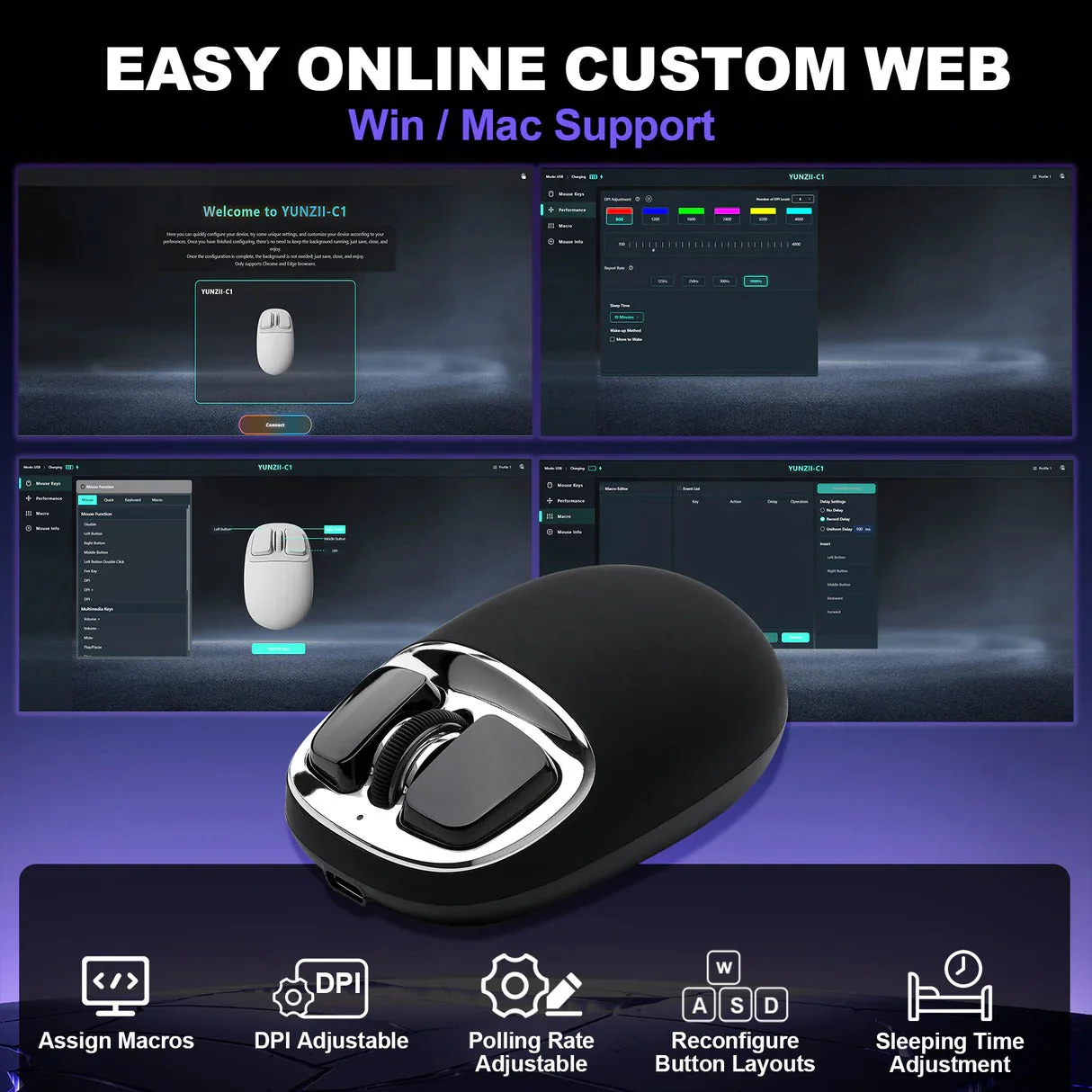 YUNZII C1 Silicone Tri-Mode Wireless Custom Mouse - Image 15