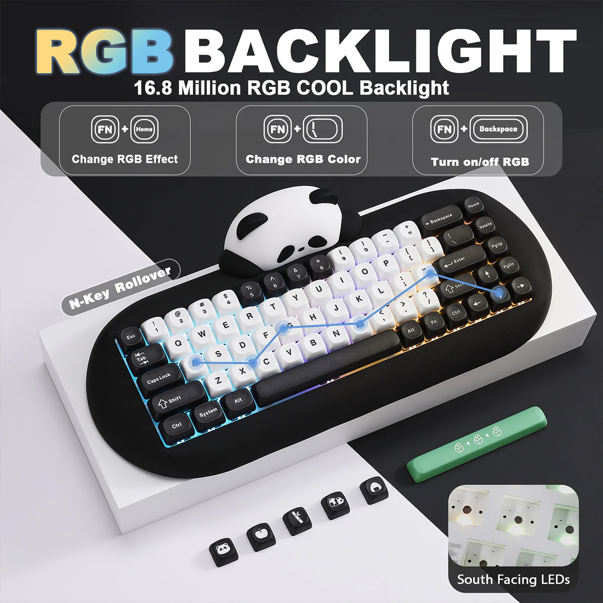 YUNZII C68 Panda Hot-Swap Wireless Mechanical Keyboard Panda Switch - Image 8
