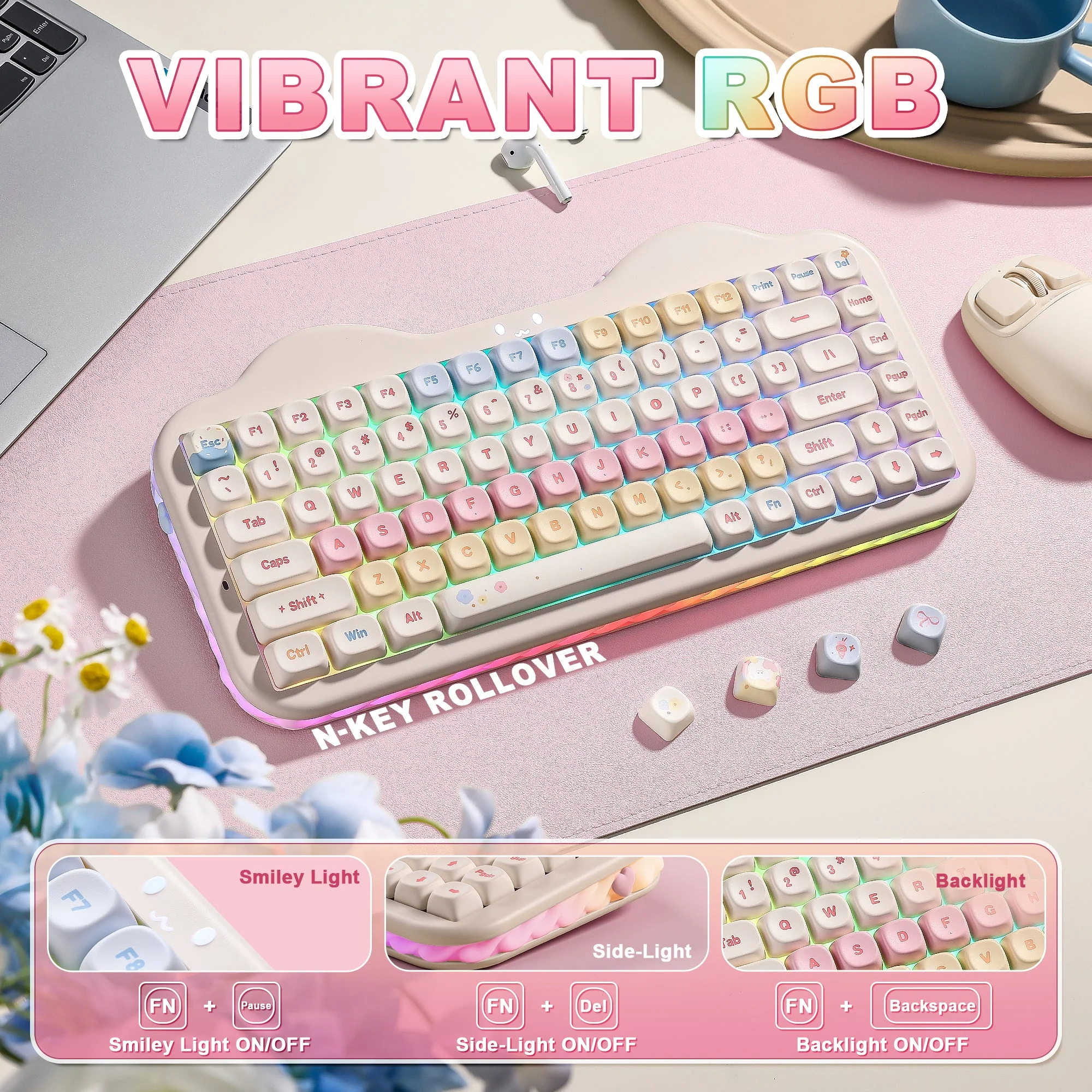 YUNZII C75 Cake Meow Hot-Swap Wireless Mechanical Keyboard - Image 9