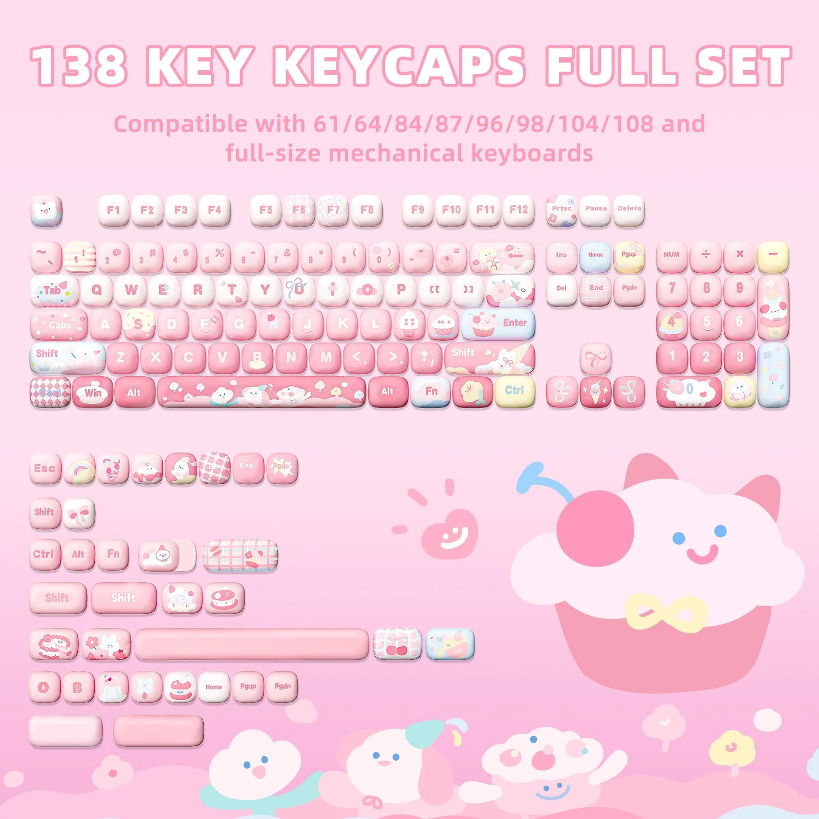 YUNZII Ice Cream MOG Profile PBT Keycap Set - 138 keys - Image 16