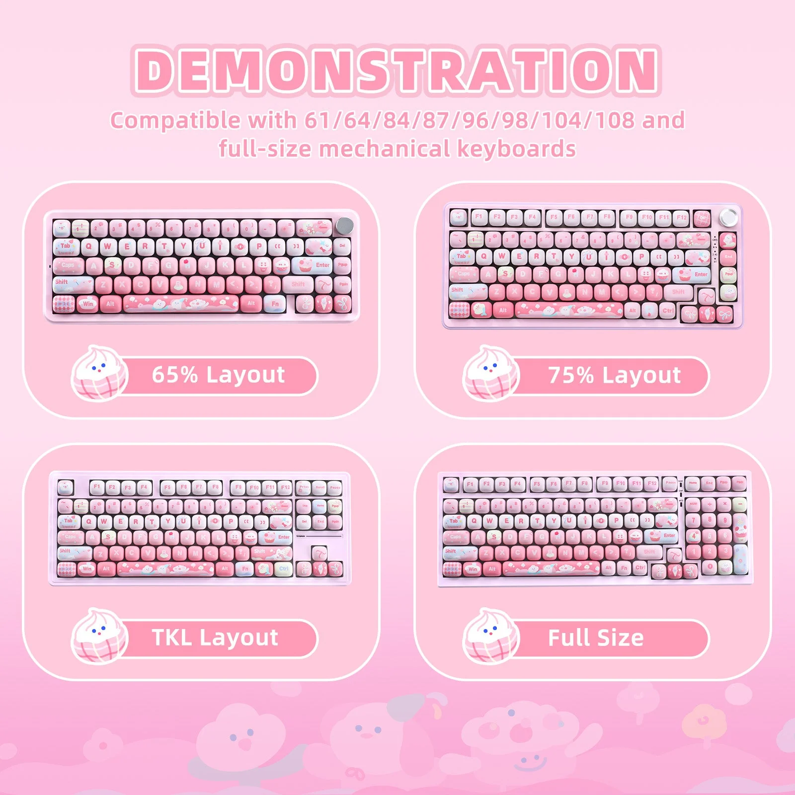 YUNZII Ice Cream MOG Profile PBT Keycap Set - 138 keys - Image 6