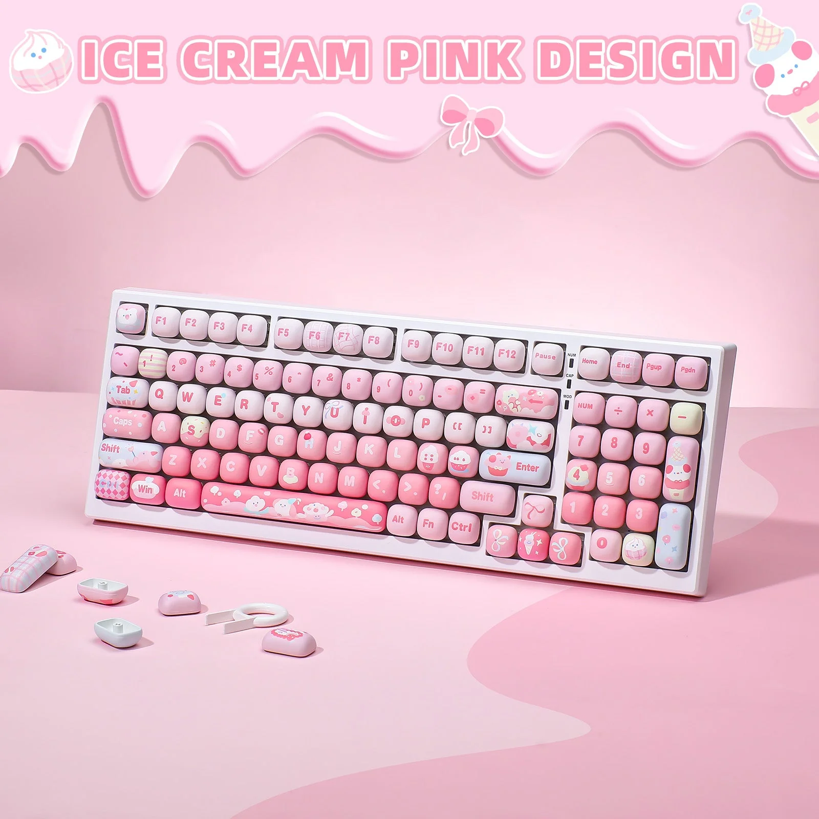 YUNZII Ice Cream MOG Profile PBT Keycap Set - 138 keys - Image 9