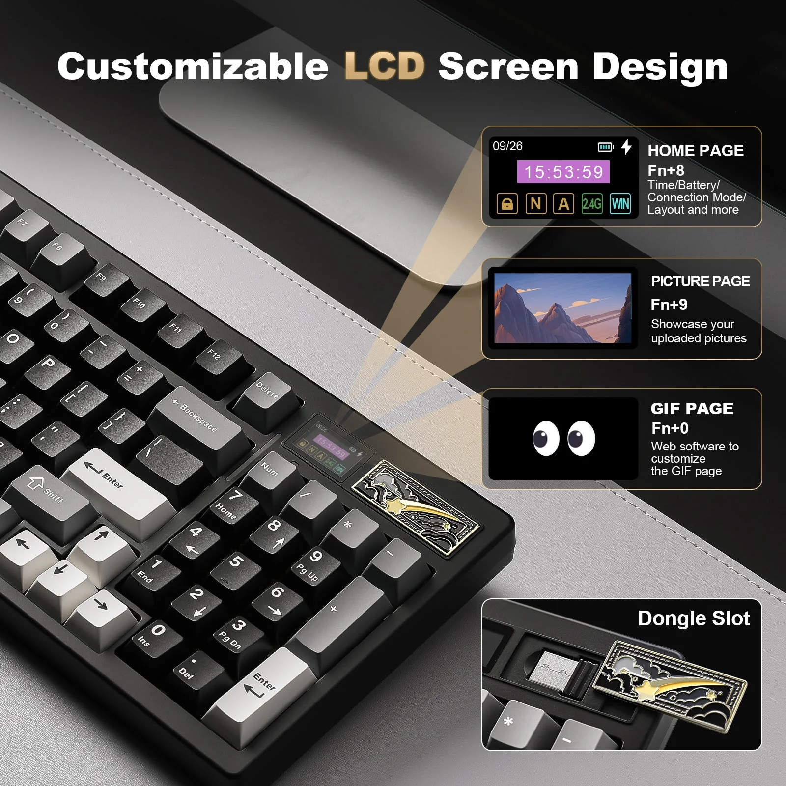 YUNZII IF99 QMK/VIA Full Size Wireless Mechanical Keyboard with LCD Screen - Image 17