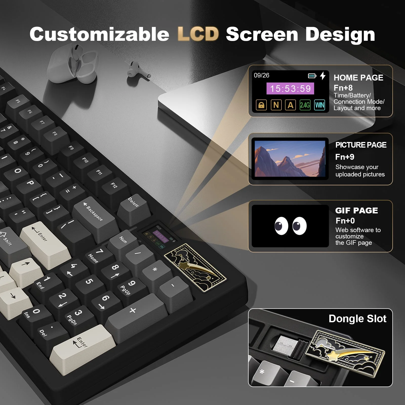 YUNZII IF99 QMK/VIA Full Size Wireless Mechanical Keyboard with LCD Screen - Image 18