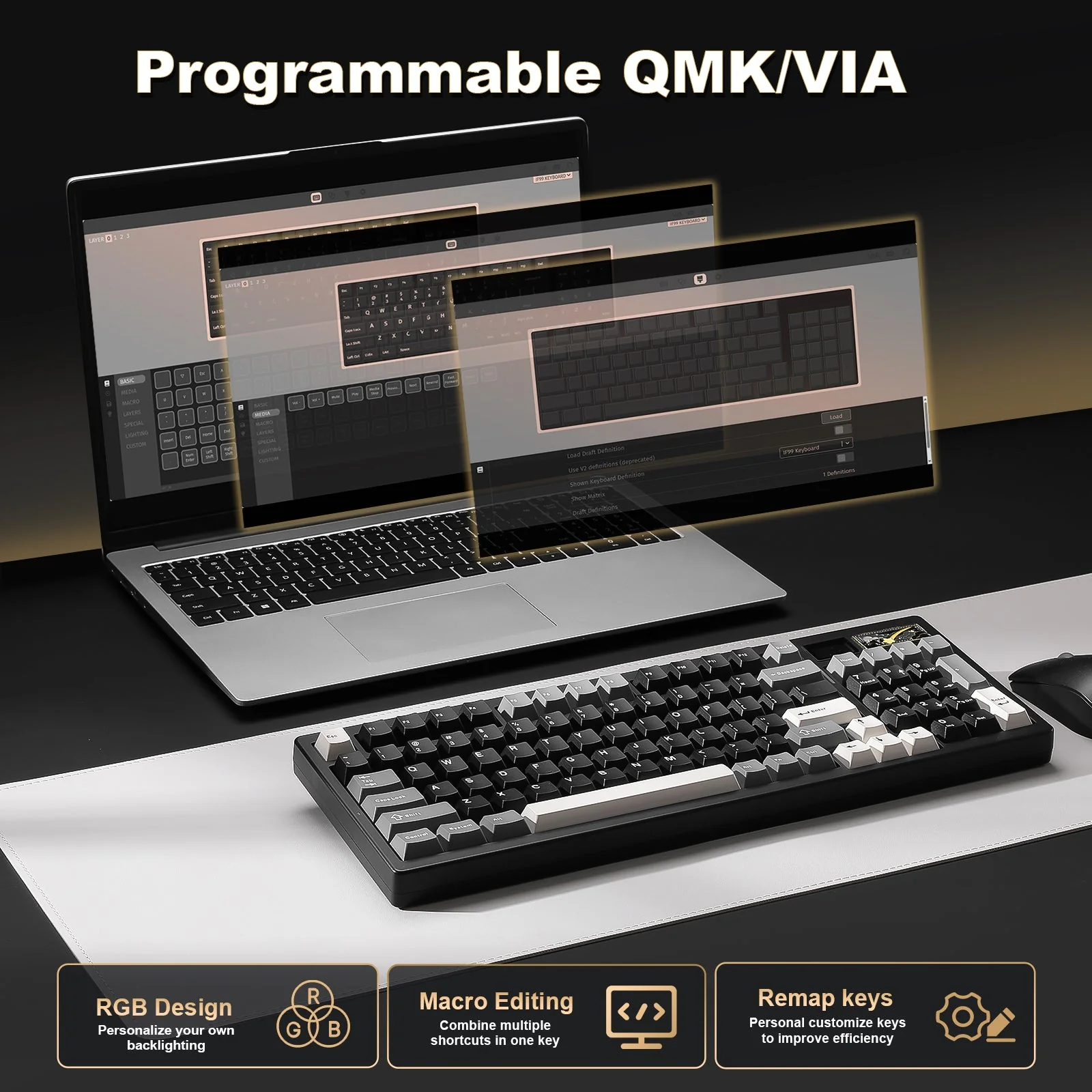 YUNZII IF99 QMK/VIA Full Size Wireless Mechanical Keyboard with LCD Screen - Image 19