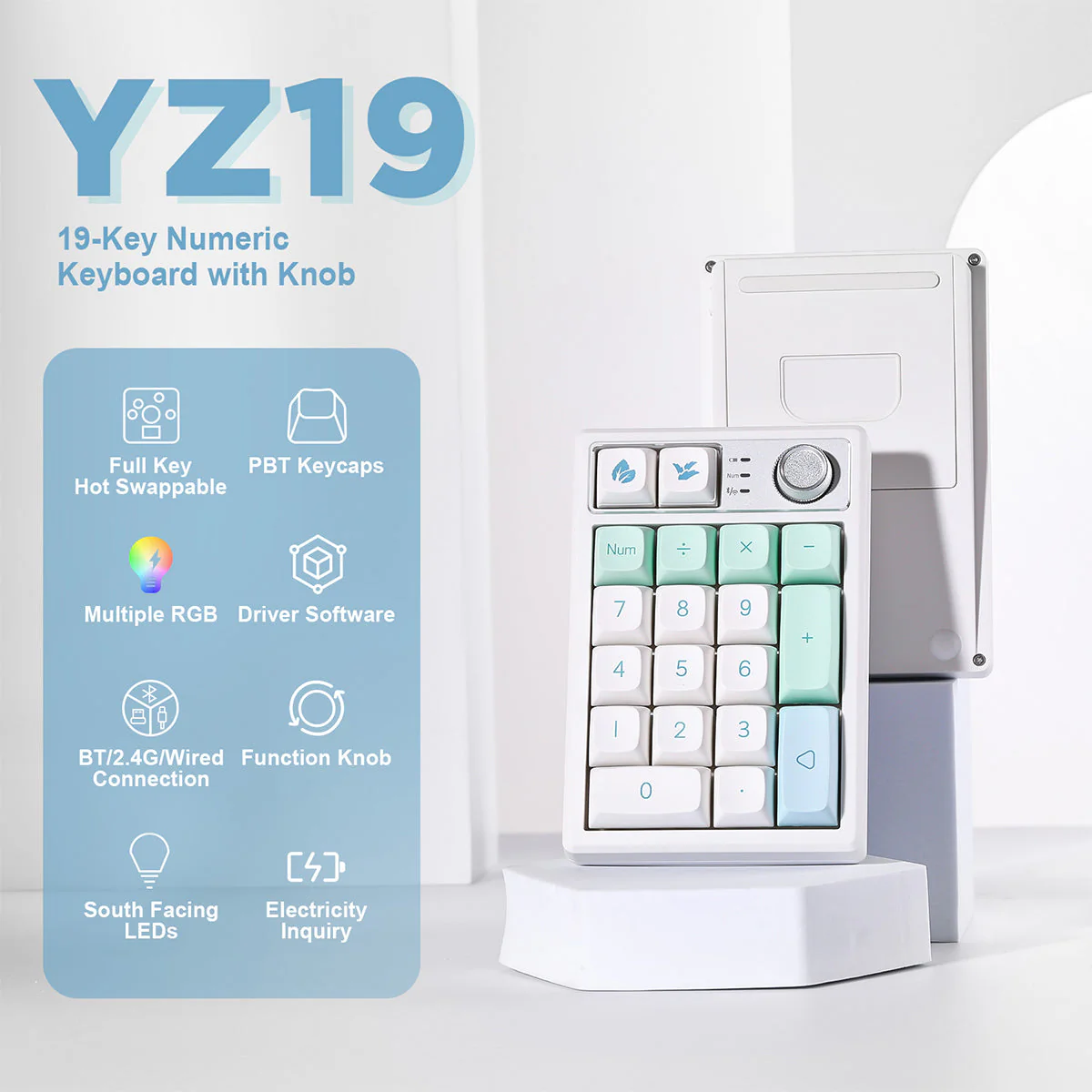 YUNZII YZ19 Gasket Wireless Mechanical Knob Numeric Keyboard Numpad - Image 10