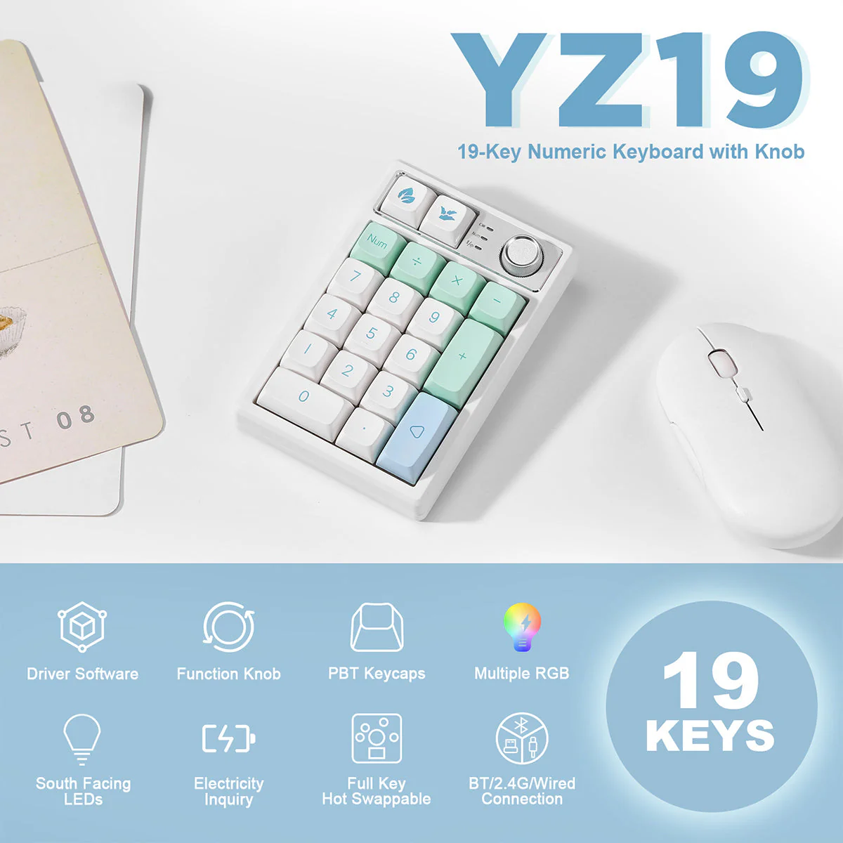 YUNZII YZ19 Gasket Wireless Mechanical Knob Numeric Keyboard Numpad - Image 11