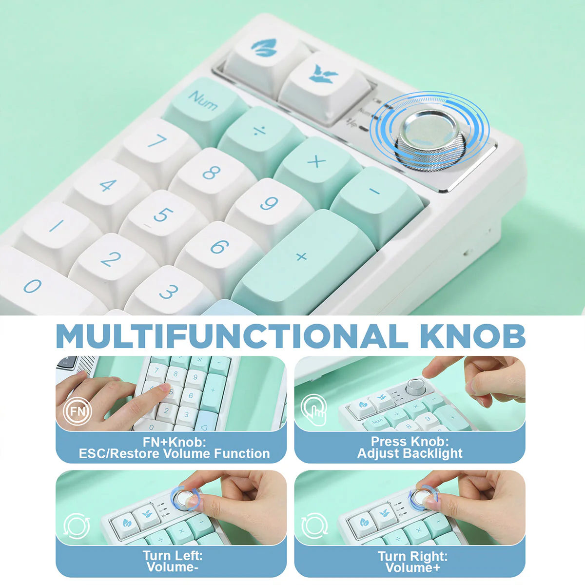 YUNZII YZ19 Gasket Wireless Mechanical Knob Numeric Keyboard Numpad - Image 18