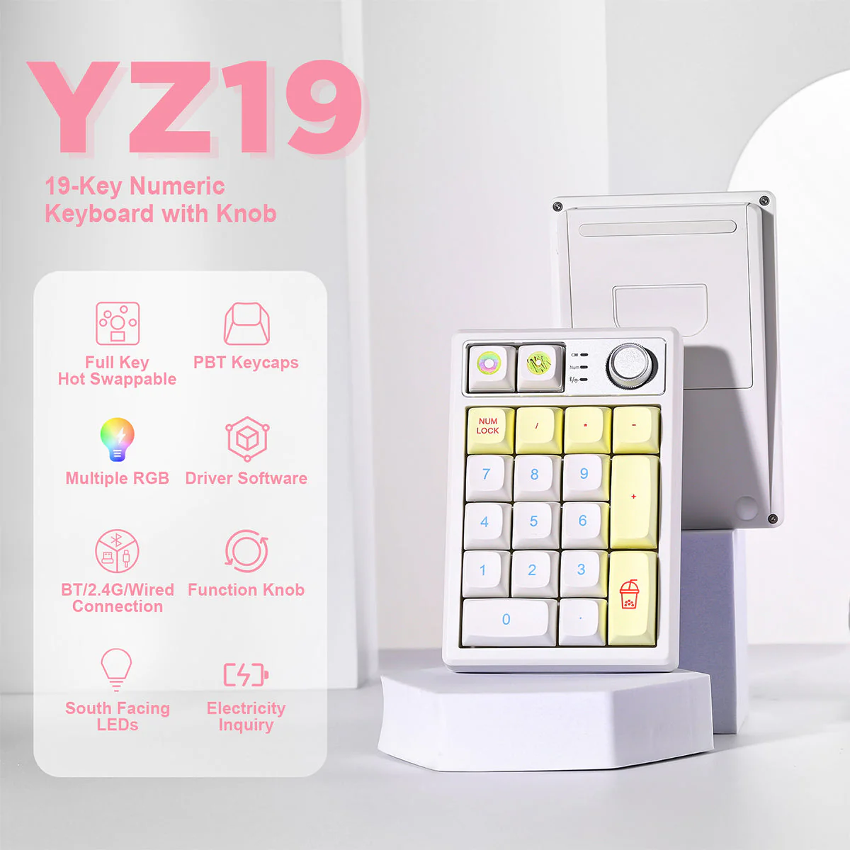 YUNZII YZ19 Gasket Wireless Mechanical Knob Numeric Keyboard Numpad - Image 25