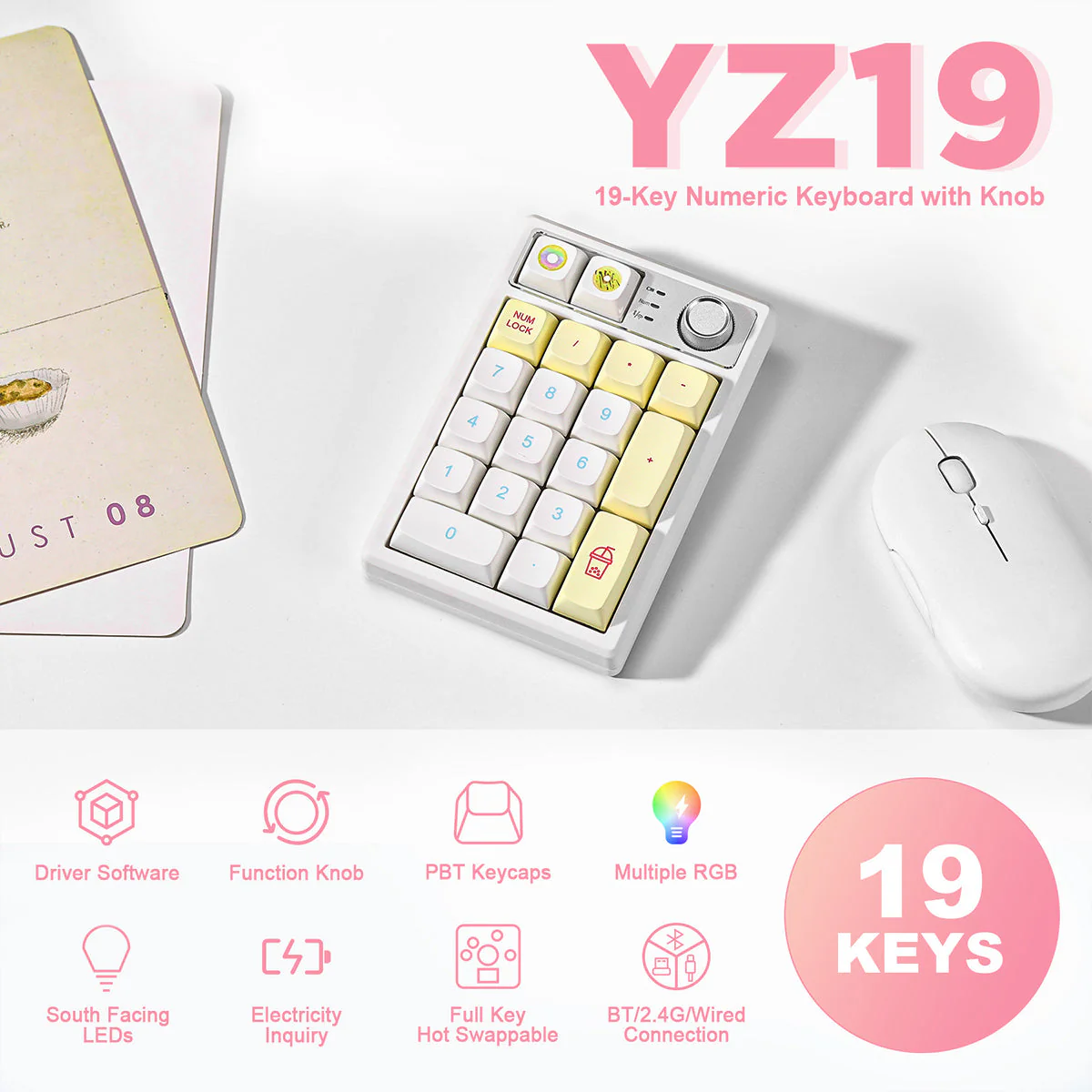 YUNZII YZ19 Gasket Wireless Mechanical Knob Numeric Keyboard Numpad - Image 26
