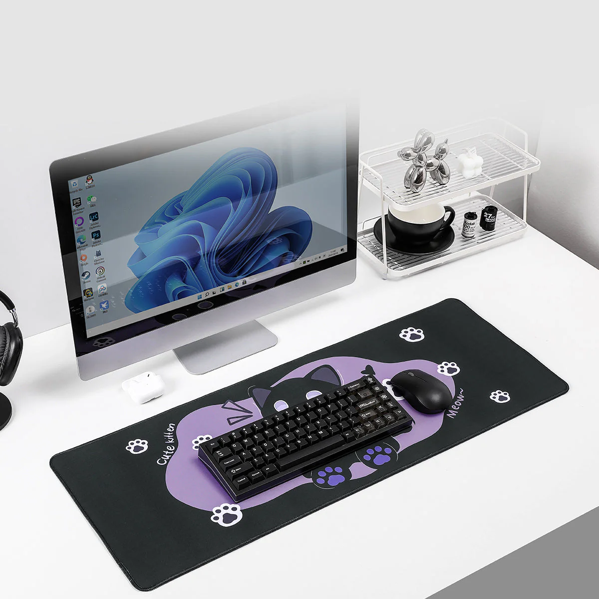YUZNII Oversized Cartoon Kitten Desk Mat 800x300x3mm Mousepad - Image 7
